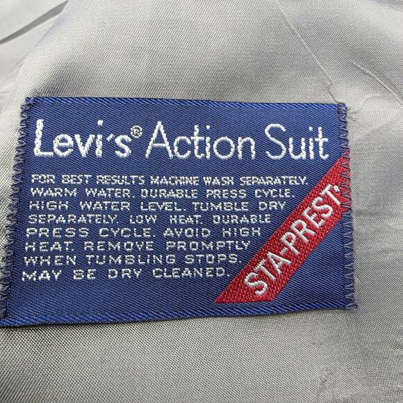 Vintage Levis Action Suit Blazer Mens 42R Gray Two Button Sta-Prest Jacket 70s - Picture 16 of 16